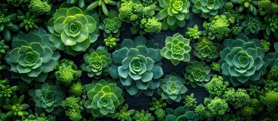 Poster - Succulent Garden on Dark Background