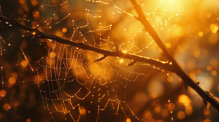 spider web with dew drops