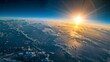 © Thanthara - Curvature of planet Earth. space view of earth planet from space. Sunrise over globe land and ocean