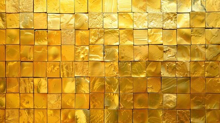 Canvas Print - Gold yellow mosaic tiles on wall and floor texture background