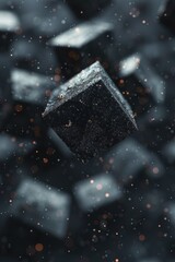 Aufkleber - Black cubes falling through dust