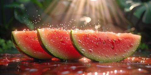 Wall Mural - National Watermelon Day sliced watermelon, September 3rd