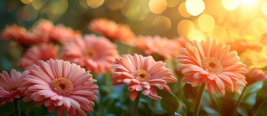 Wall Mural - Pink Gerbera Daisies in Warm Sunlight