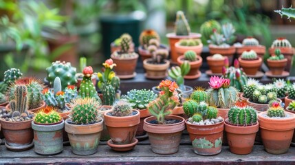 Poster - Garden filled with small potted cacti