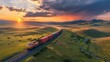 © Attasit - A cargo train traveling through a scenic landscape, highlighting the efficiency of rail freight