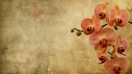 Sticker - Vintage background with orchids and space for text