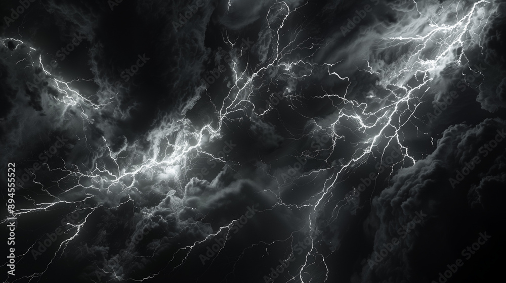 Lightning in a completely black sky, thunderstorm background Stock ...
