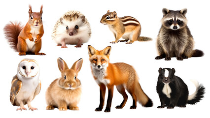 Poster - PNG Animals in Autumn element set, transparent background