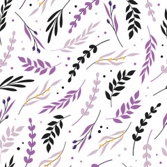 Wall Mural - Vector seamless pattern with herbs