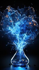 Poster - A flash of lightning and thunder spark on a transparent background. Modern lightning, electricity blast, or thunderbolt in the sky. Natural phenomenon of nerve cells or neural systems  