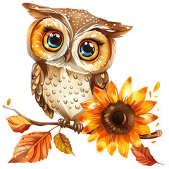 Wall Mural - lovely autumn owl on a branch