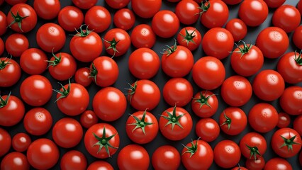 Wall Mural - A close-up shot of red ripe tomatoes on a black background.