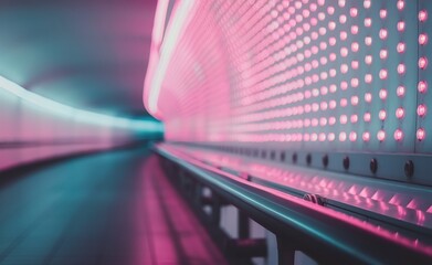 Wall Mural - Concrete Tunnel With Pink Neon Lights