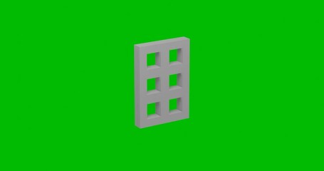Poster - Animation of rotation of a white office building symbol with shadow. Simple and complex rotation. Seamless looped 4k animation on green chroma key background