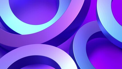 Poster - Abstract animation, purple and blue colored rotating rings, background design, 4k seamless looped video, 3d render