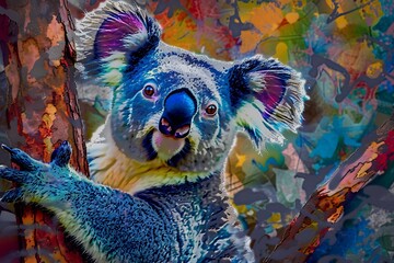 Koala in the Abstract Wilderness - Creative Concepts with Furry Wildlife in Modern Art