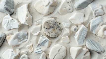 Canvas Print - White and Grey Stones on Sand