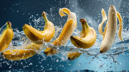 Canvas Print - Bananas Splashing in Water