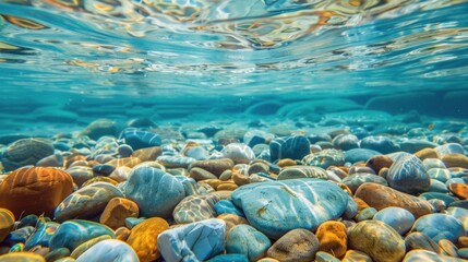 Canvas Print - Underwater Pebbles and Crystal Clear Water