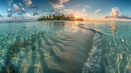 Canvas Print - Sunrise over a Tropical Island