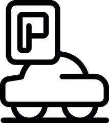 Wall Mural - Line icon of a car with parking sign indicating available parking space