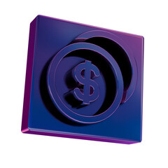 Poster - 3D Neon Retro Icon - Coins symbol