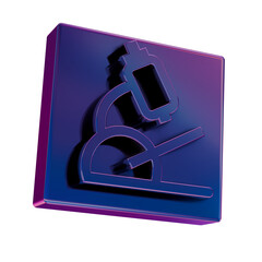 Poster - 3D Neon Retro Icon -  Microscope symbol