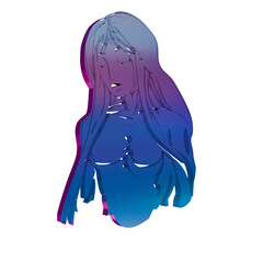 Poster - 3D Neon Retro Icon -  zodiac sign Virgo symbol