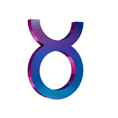 Poster - 3D Neon Retro Icon - zodiac sign Taurus symbol