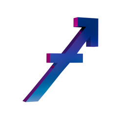 Poster - 3D Neon Retro Icon -  zodiac sign Sagittarius symbol