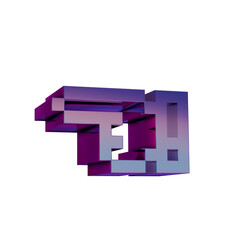 Fototapete - 3D Neon Retro Icon -  Pixel icon Arrow Hand Left symbol