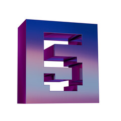 Poster - 3D Neon Retro Icon -  Pixel number 5 symbol