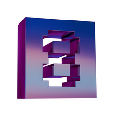 Poster - 3D Neon Retro Icon -  Pixel number 8 symbol
