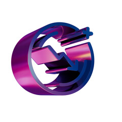 Poster - 3D Neon Retro Icon Coin arrow down symbol