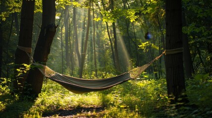 Hammock in a Forest Clearing.