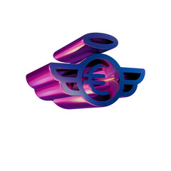 Leinwandbilder - 3D Neon Retro Icon Blue EURO Price symbol
