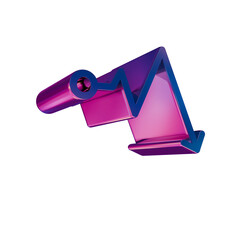 Poster - 3D Neon Retro Icon Blue Economic Crisis symbol