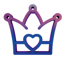 Poster - 3D Neon Retro Icon - crown with heart