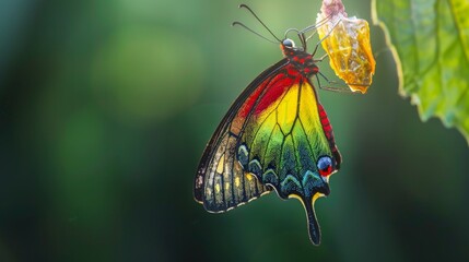 Sticker - Colorful Butterfly with Delicate Wings.