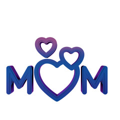 Wall Mural - 3D Neon Retro Icon - word MOM with heart