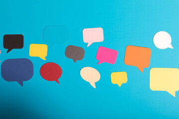 Poster - Colorful Speech Bubbles on Blue Background