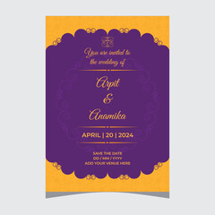 Wall Mural - Hindu wedding invitation card template design vector illustration