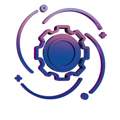 Poster - 3D Neon Retro Icon Gear symbol