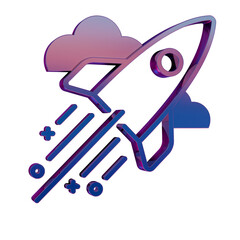 Poster - 3D Neon Retro Icon Rocket symbol