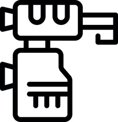 Poster - Simple black and white icon of a key unlocking an old fashioned movie projector