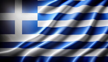 waving and shining Flag of Greece texture background Generative AI