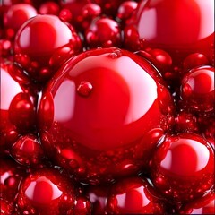 Poster -  glossy-bright-red-soft-spheres-bubbles-drops-balls-background-abstract-pattern-geometric