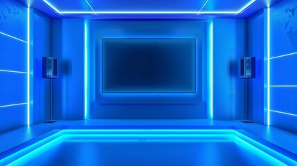 Poster - Video studio. Argentina. The Argentine flag. News studio. Animation loop. Background for any green screen or chroma key video production. 3D rendering.