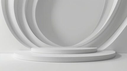 Poster - This is a 3D rendering of a white studio. A white wall with light. A white background.
