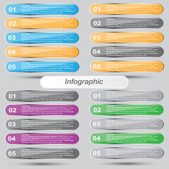 Leinwandbilder - Collection infographics with steps and options, banner  for  business design and website template.